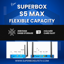 2024 SuperBox S5 MAX - Fully Load 6k 4GB Ram + 64GB, Voice Control Remote, ANDROID TV Dual Band Wi-Fi, 7 Days Playback Ultra HD 6K Video Player