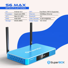 2024 SuperBox S6 MAX - 6K UHD, 64GB, 4GB RAM, Android TV, Dual Wi-Fi