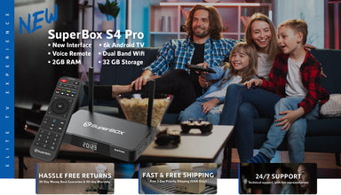 SuperBox S4 PRO, Fully Load 6k Stream Box, Voice Control Remote, ANDROID TV Dual Band Wi-Fi, 7 Days Playback Ultra HD 6K Video Player